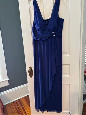 Betsy & Adam Sapphire Blue Sleeveless Maxi Dress